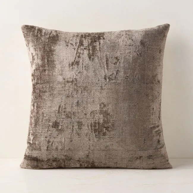 Truette Pewter Turkish Silk Throw Pillow With Feather-Down Insert 20"x20"