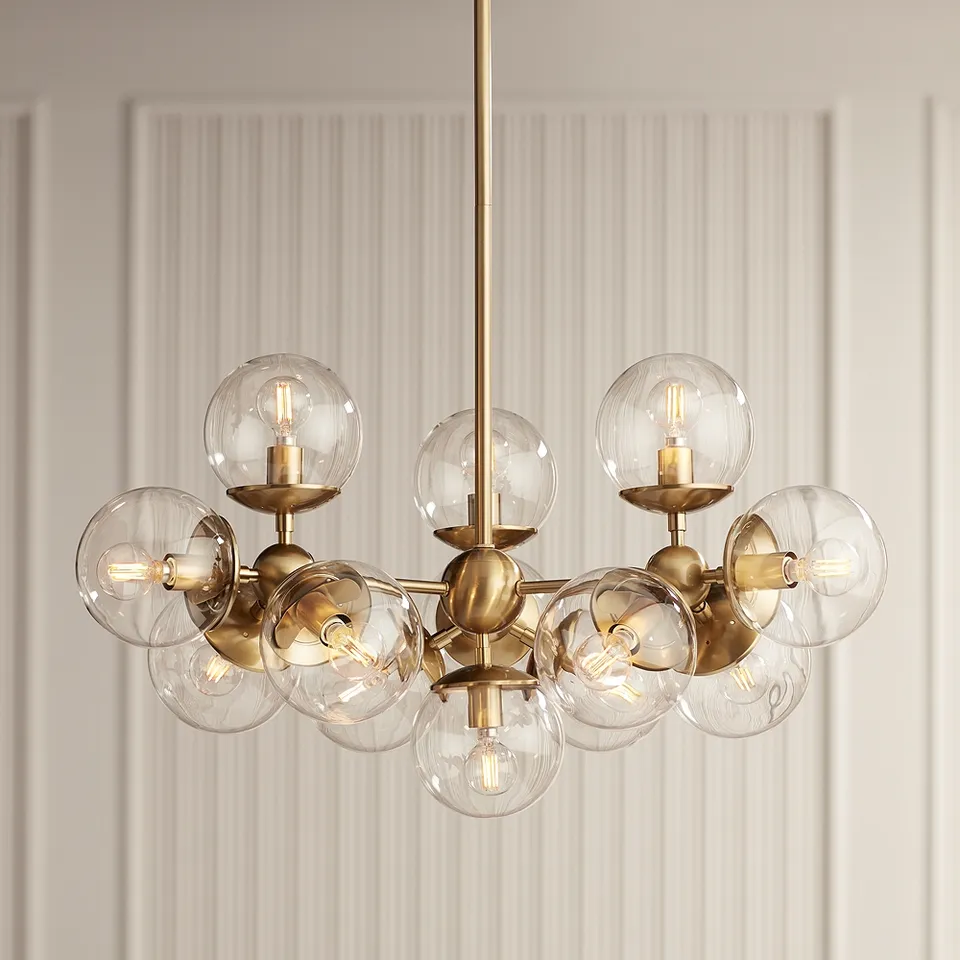 Possini Euro Cosas 27 1/2" Wide Warm Brass 13-Light Pendant