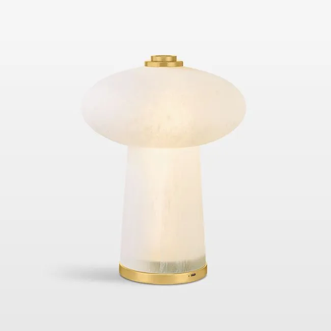 Baza Brass and Alabaster Rechargeable Table Lamp 10"