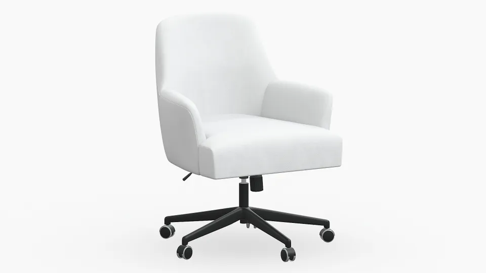 Modern Task Chair, White Classic Velvet