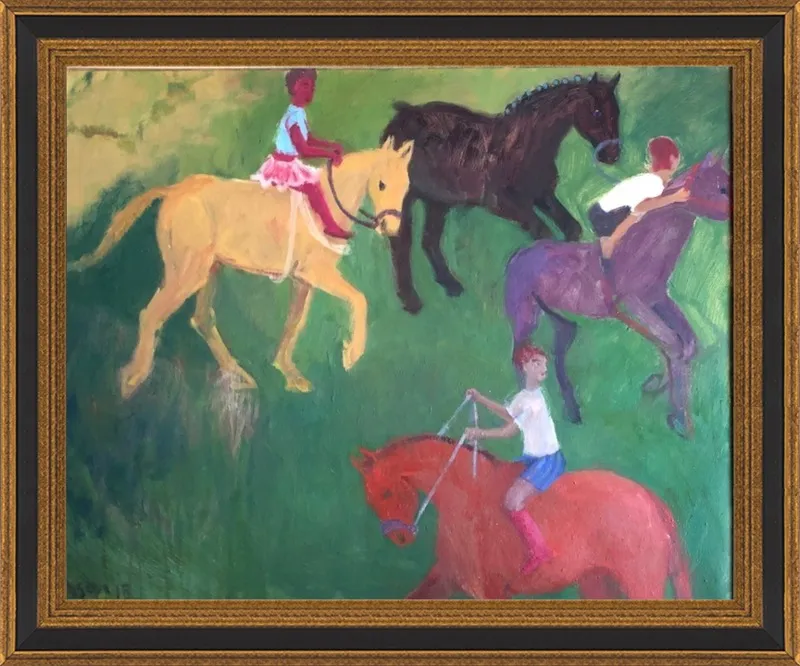 Four Horses, Three Riders by Megan Williamson for Artfully Walls