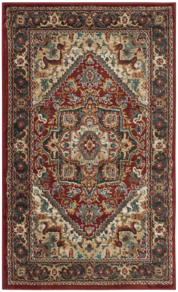 Arlo Home Woven Area Rug, SMT293C, Red/Dark Grey,  3' X 5'