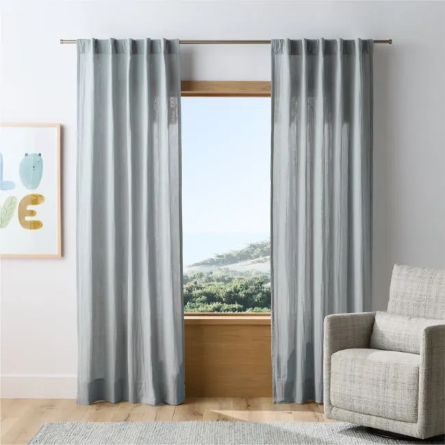 Supersoft Mist Blue 100% Organic Cotton Kids Curtain Panel 44"x63"
