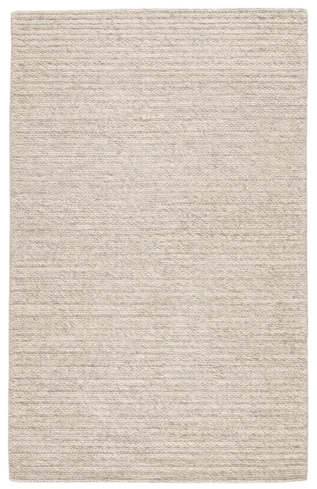 Grams Handmade Solid Cream/ Light Gray Area Rug (8'X10')