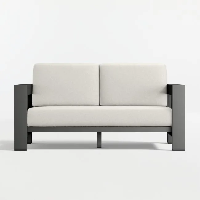 Walker 63" Metal Outdoor Loveseat with Canvas Natural Sunbrella ® Cushions