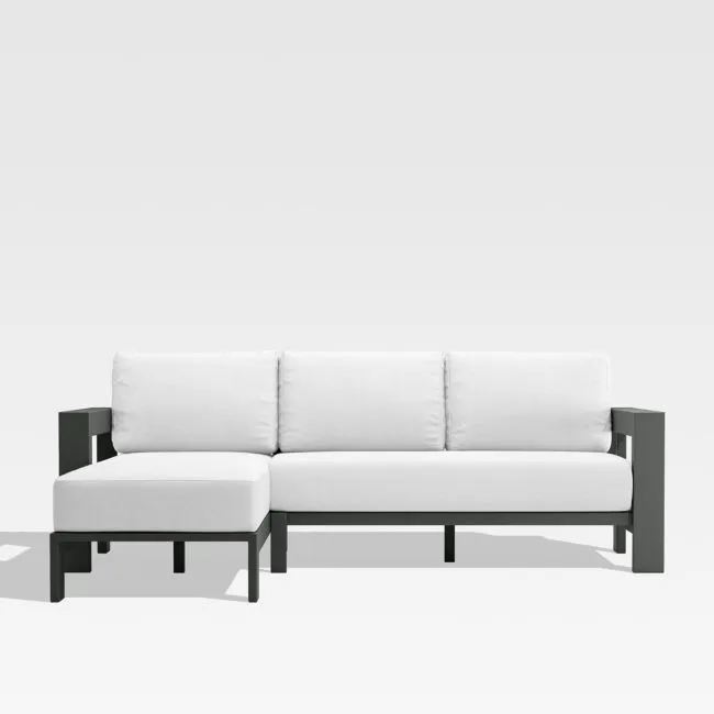 Walker 2-Piece Left-Arm Chaise Metal Outdoor Sectional Sofa with Canvas White Sunbrella ® Cushions