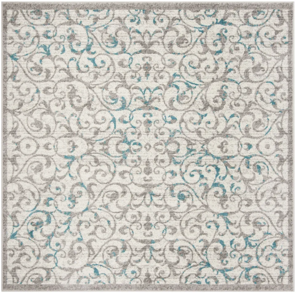 Arlo Home Woven Area Rug, SKY198D, Ivory/Blue,  6' 7" X 6' 7" Square