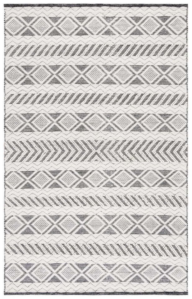 Safavieh Couture Vermont Collection Hand Woven Area Rug, Ivory / Black, 4' x 6'