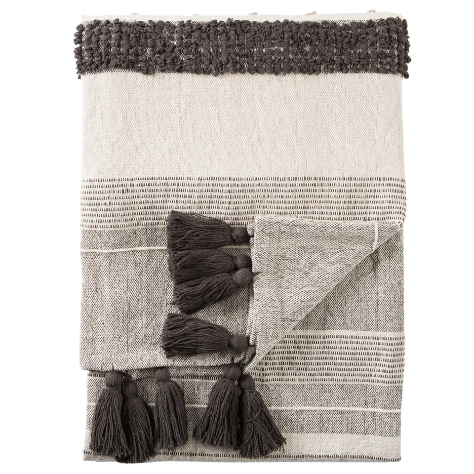 Sur Striped Gray/ Ivory Throw