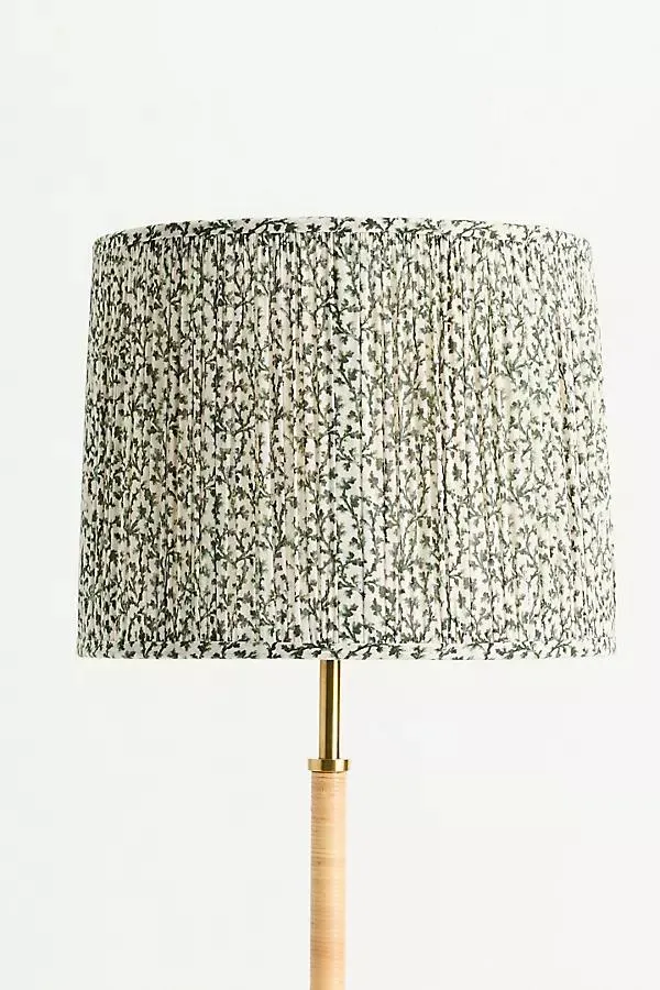 Ruched Printed Fabric Drum Lampshade