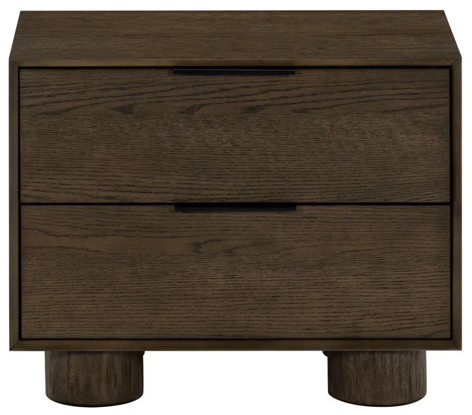 Safavieh Couture Addyson 2 Drawer Nightstand, Dark Brown Oak