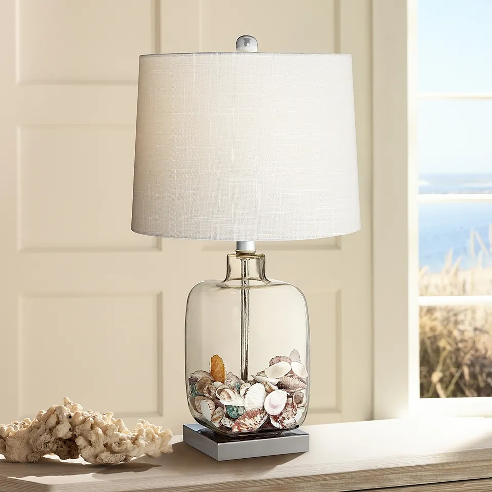 Murex 21 3/4" Square Glass Fillable Table Lamp with Dimmer