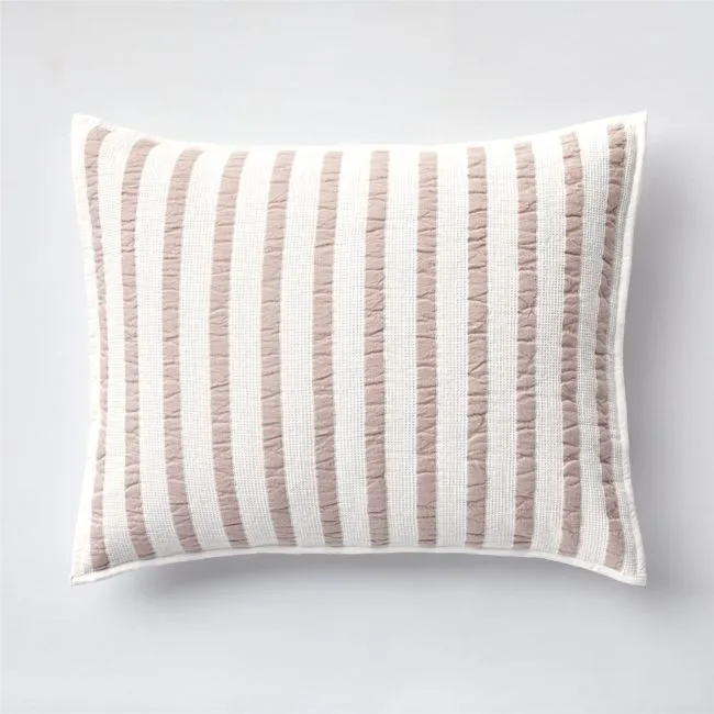 Violet Rose Striped Waffle Weave 100% Organic Cotton Kids Pillow Sham