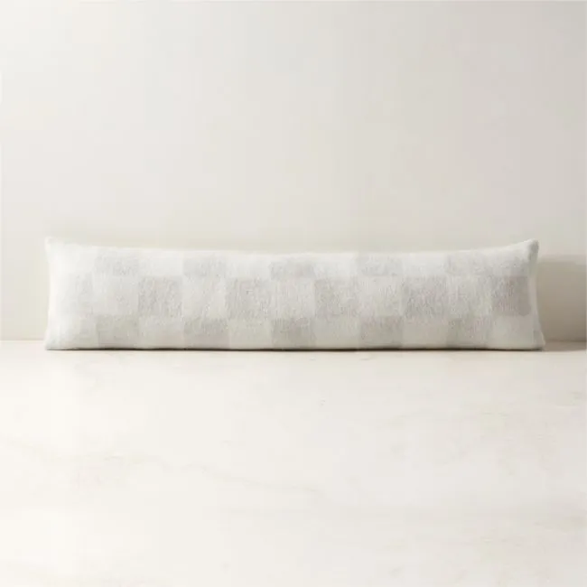 Crosby Ivory Check Alpaca Lumbar Pillow with Down-Alternative Insert 48"x12" by Blacksaw