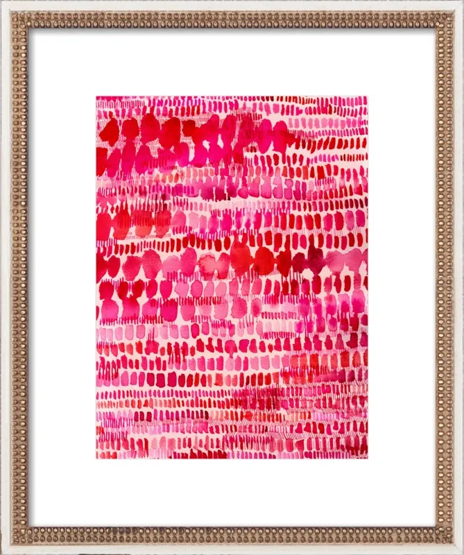 Pink and Red Watercolor Patterns Wall Art  by Paula Mills for Artfully Walls