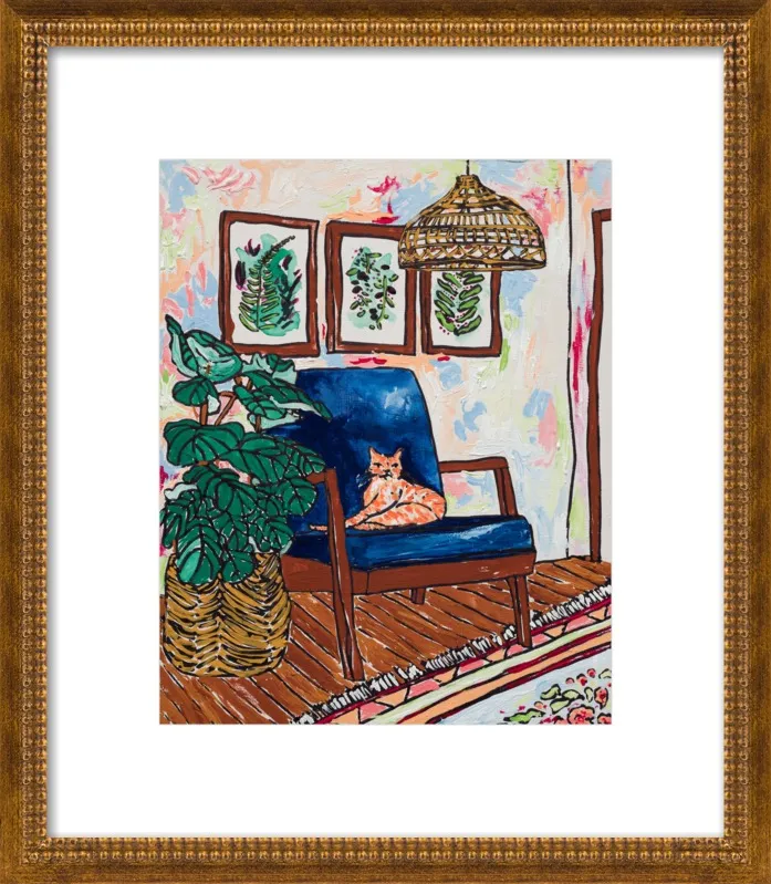 Ginger Cat in Mid Century Chair by Lara Lee Meintjes for Artfully Walls