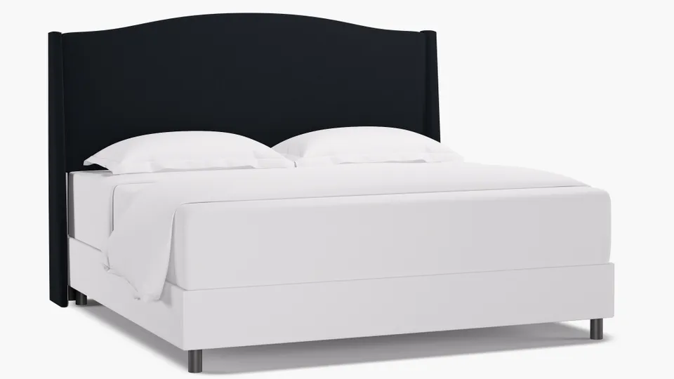 Classic Wingback Headboard, Navy Everyday Linen, King