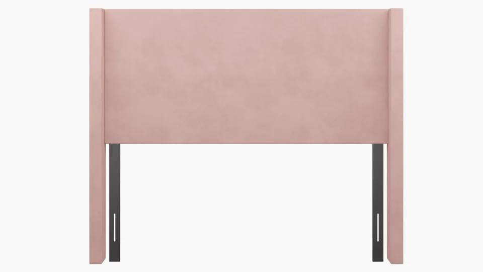 Modern Wingback Headboard, Blush Classic Velvet, Queen