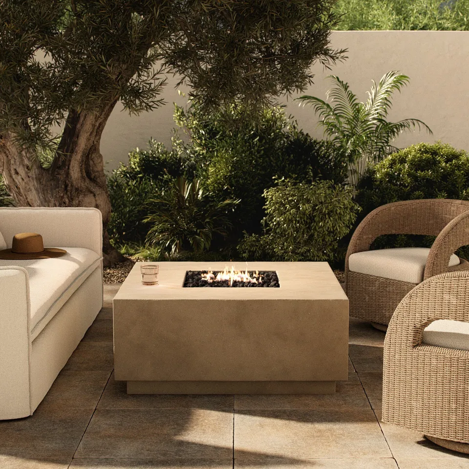 Donovan Outdoor Fire Table - Natural Concrete