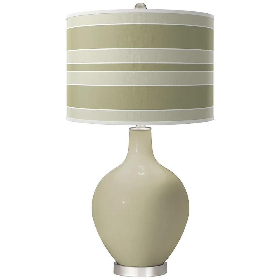 Sage Bold Stripe Ovo Table Lamp