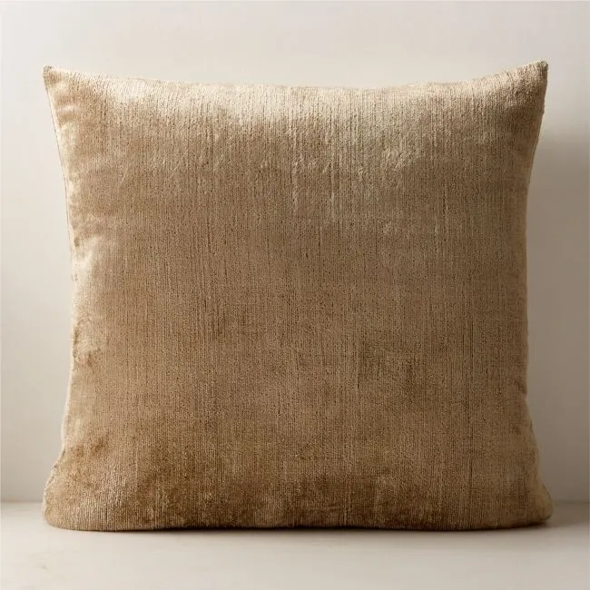 Truette Light Olive Green Turkish Silk Throw Pillow with Feather-Down Insert 23''x23"