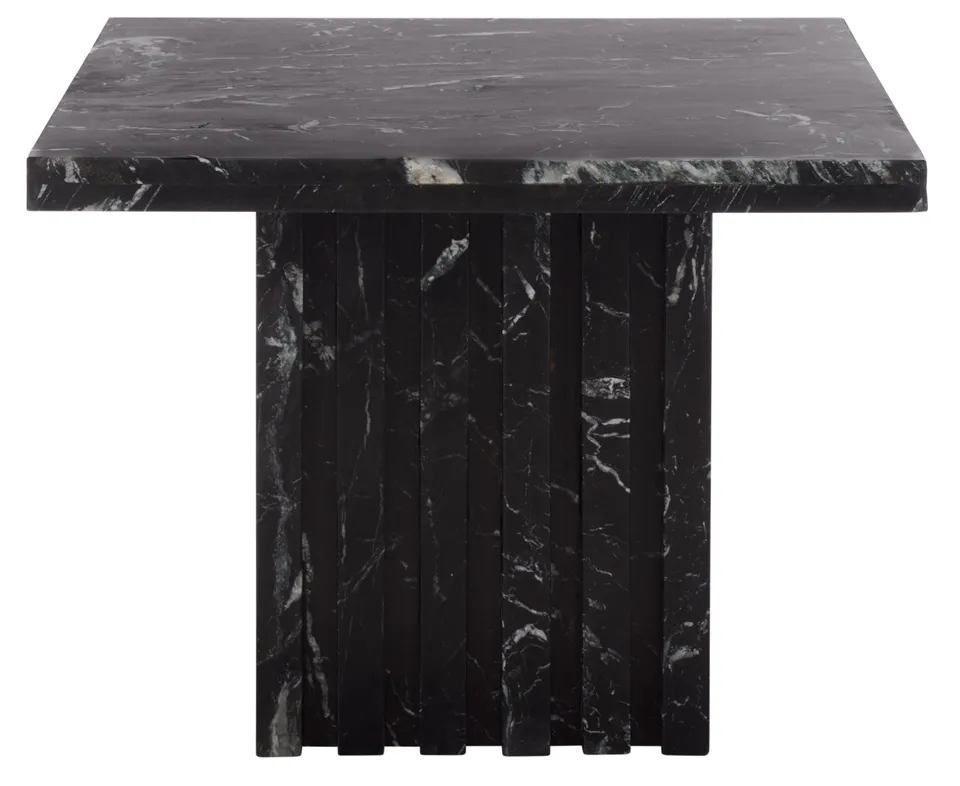 Olivia Tall Travertine Accent Table - Black
