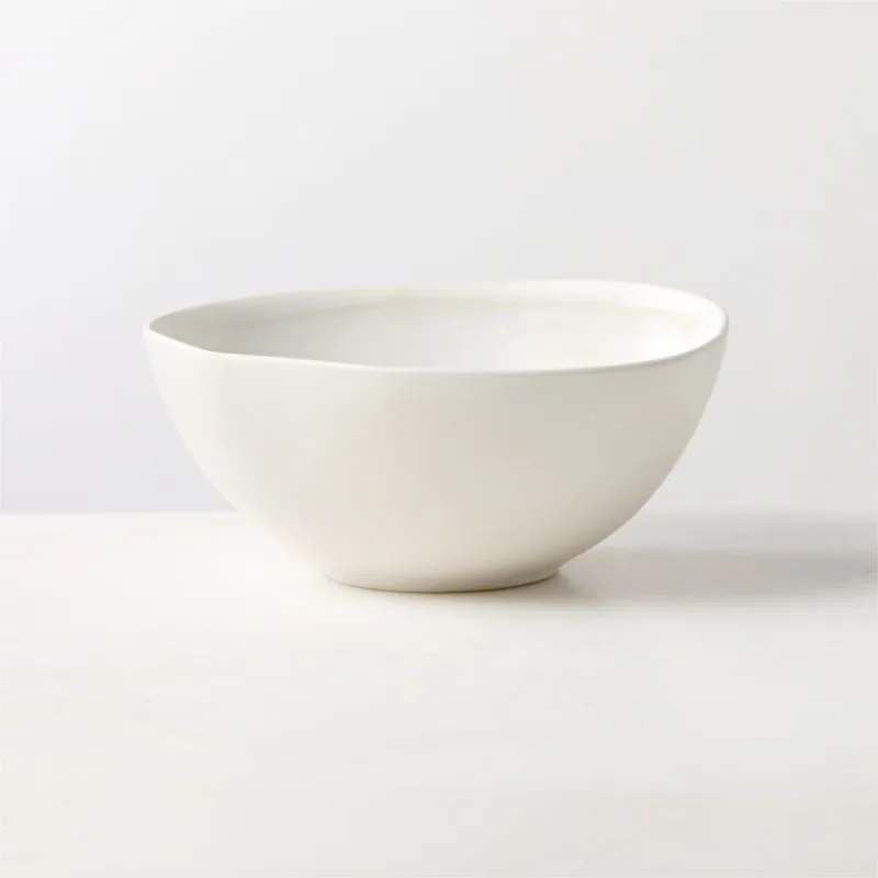Hyacinth White Soup Bowls with Reactive Glaze Set of 6