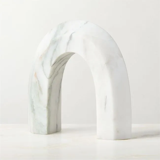 Appia White Marble Arch Sculpture Medium 9"