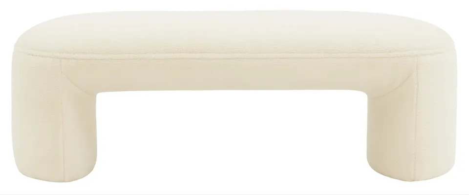 Vivie Faux Shearling Bench - Ivory