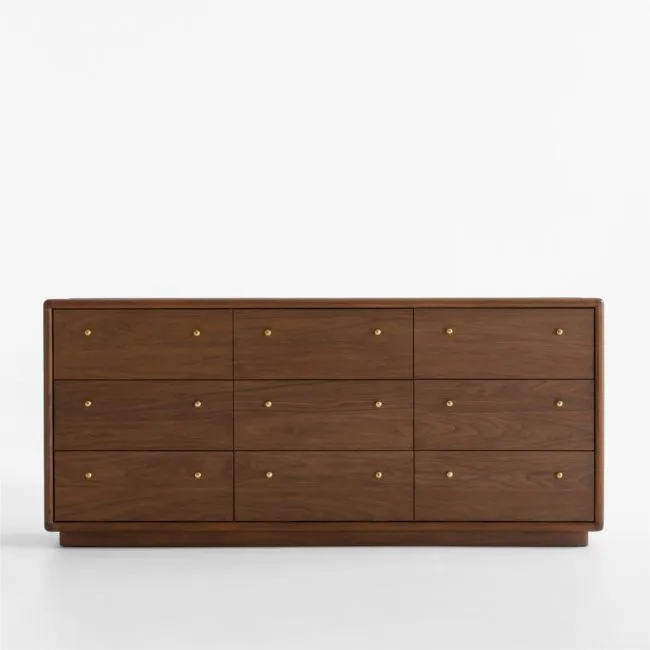 Lafayette 72" Walnut Wood 9-Drawer Dresser