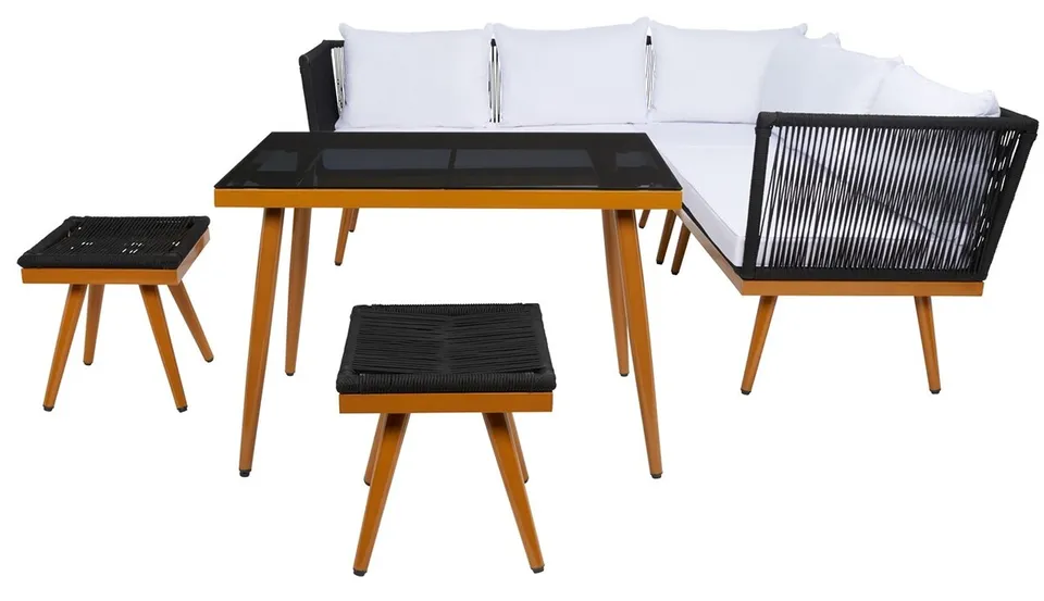 Romlin Outdoor Dining Set - Black/White