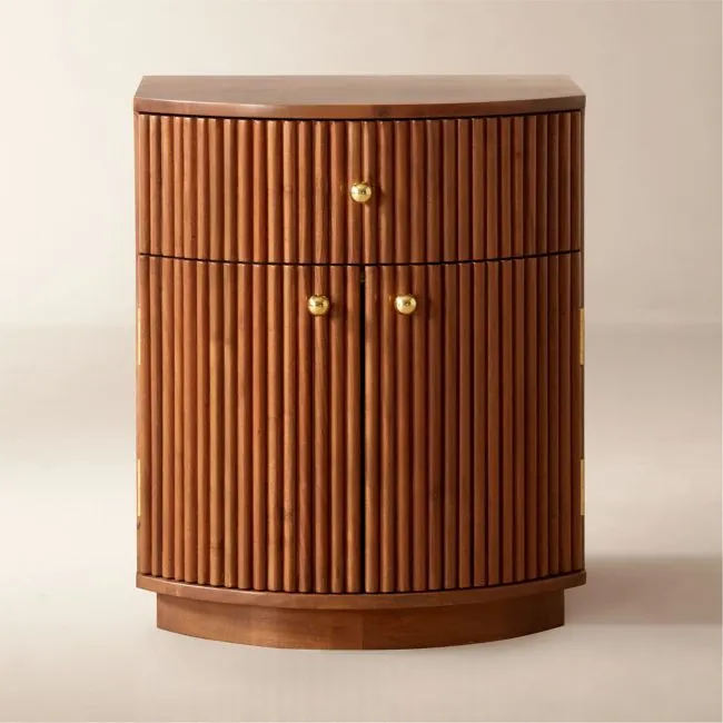 Cameo 20" Fluted Acacia Nightstand with Drawer Set of 2