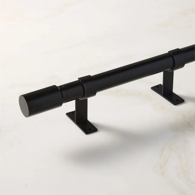 Porter 1.25" Adjustable Black Curtain Rod 28"-48"