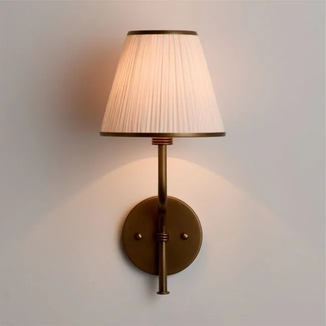 Le Moyne Brass Wall Sconce Light with Fabric Shade Set of 2
