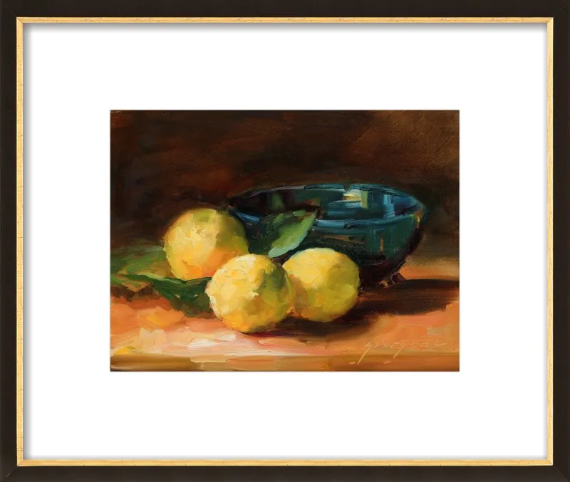 Lemons and Blue Bowl by Georgesse Gomez for Artfully Walls