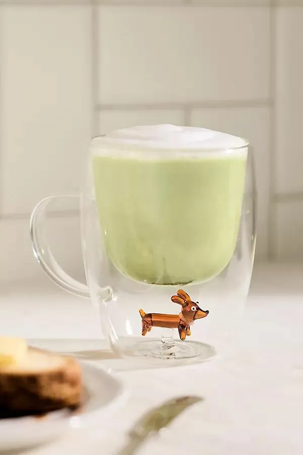 Double-Wall Glass Dog Mug