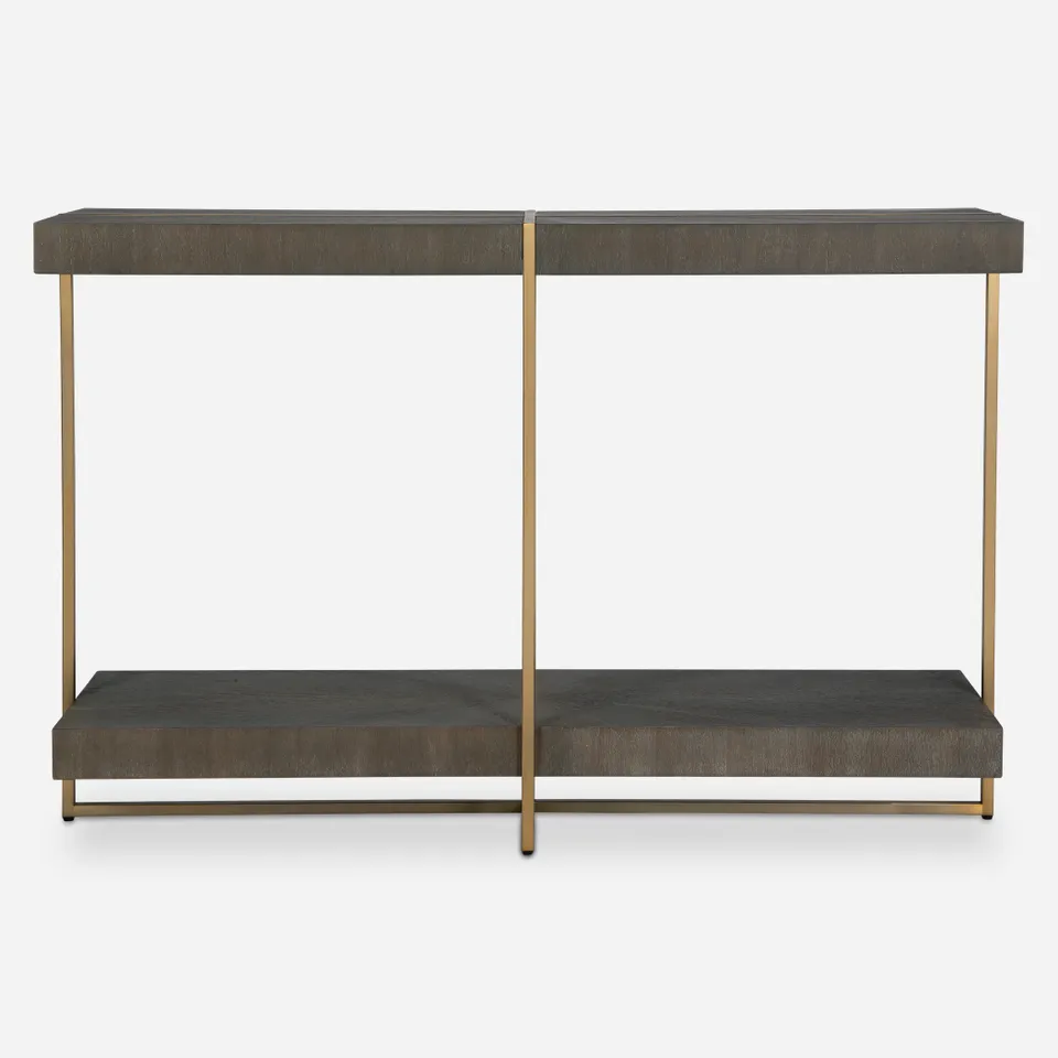 Taja Modern Brass / Wood Console Table