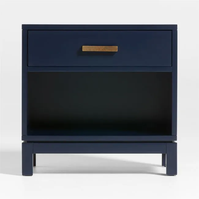 Set of 2 Parke 21" Navy Blue Wood Kids Nightstand with Drawer
