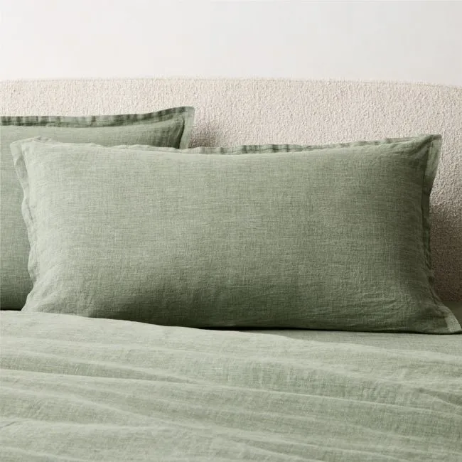 Premier Sage Green European Heathered Linen King Pillow Shams Set of 2