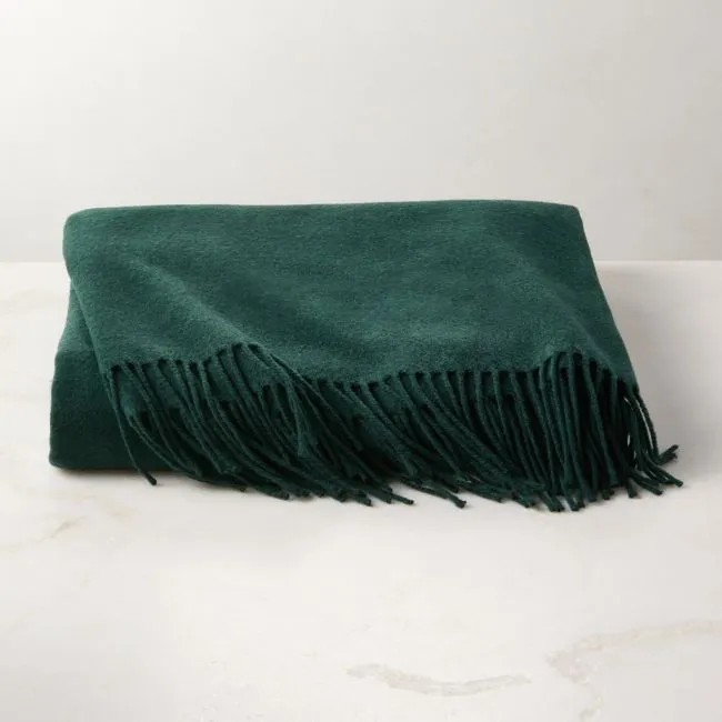 Nido Green Wool Blend Throw Blanket 55"x60"