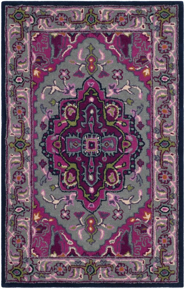 Arlo Home Hand Tufted Area Rug, BLG541B, Grey/Pink,  2' X 3'