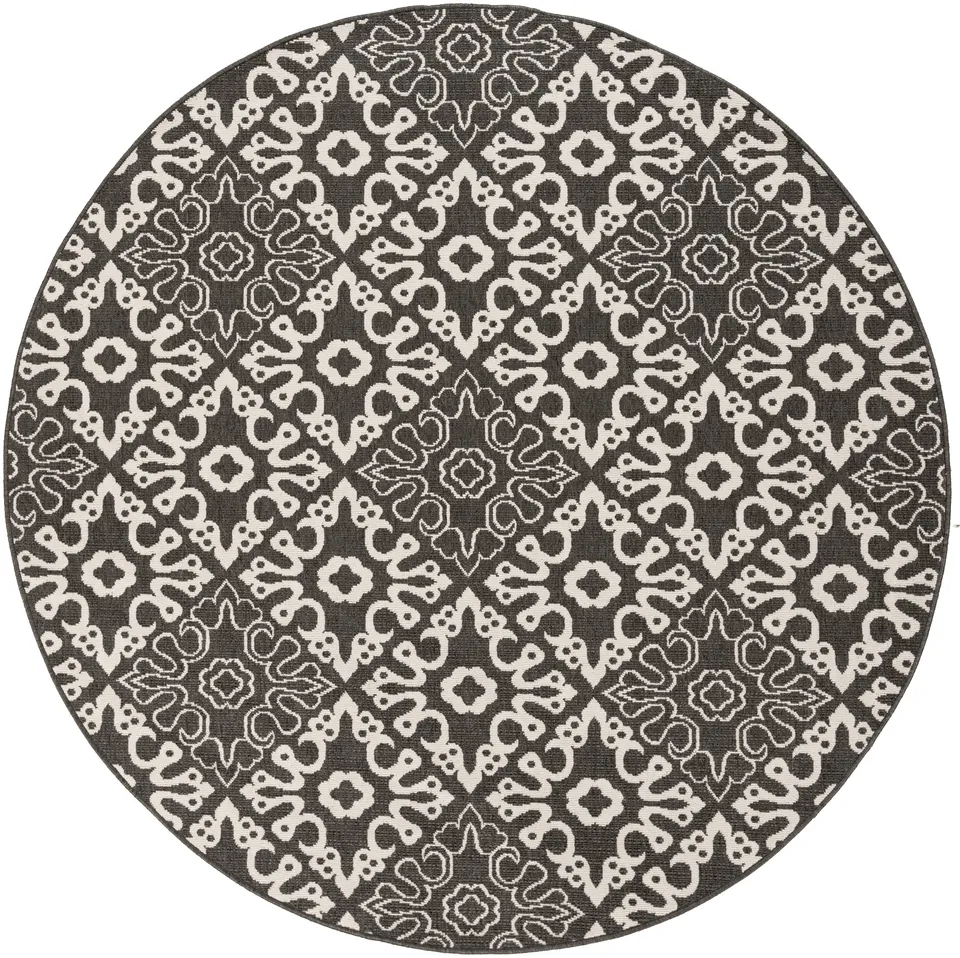 Alfresco Black Outdoor 8'10" x 8'10" Machine Woven Rug