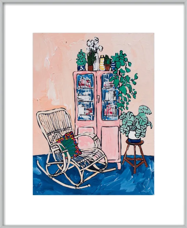 Rocking Chair In Pink Interior by Lara Lee Meintjes for Artfully Walls