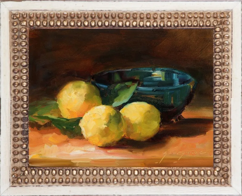 Lemons and Blue Bowl by Georgesse Gomez for Artfully Walls