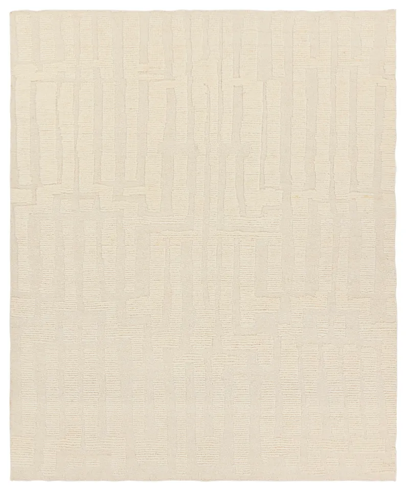 Timandra Hand-Knotted Striped Cream Area Rug (8'X10')
