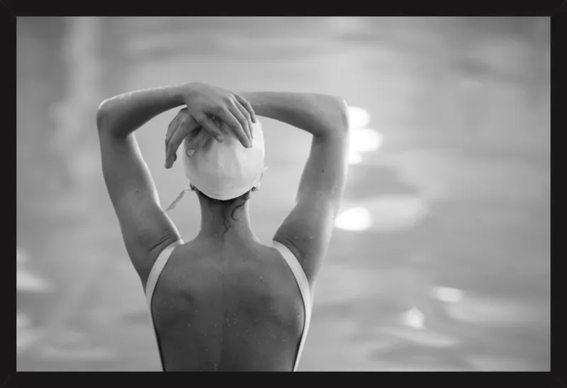 Woman Swimmer in a White Cap by Lucy Snowe for Artfully Walls