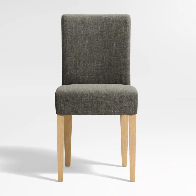 Lowe Charcoal Grey Upholstered Dining Chair with Natural Wood Legs