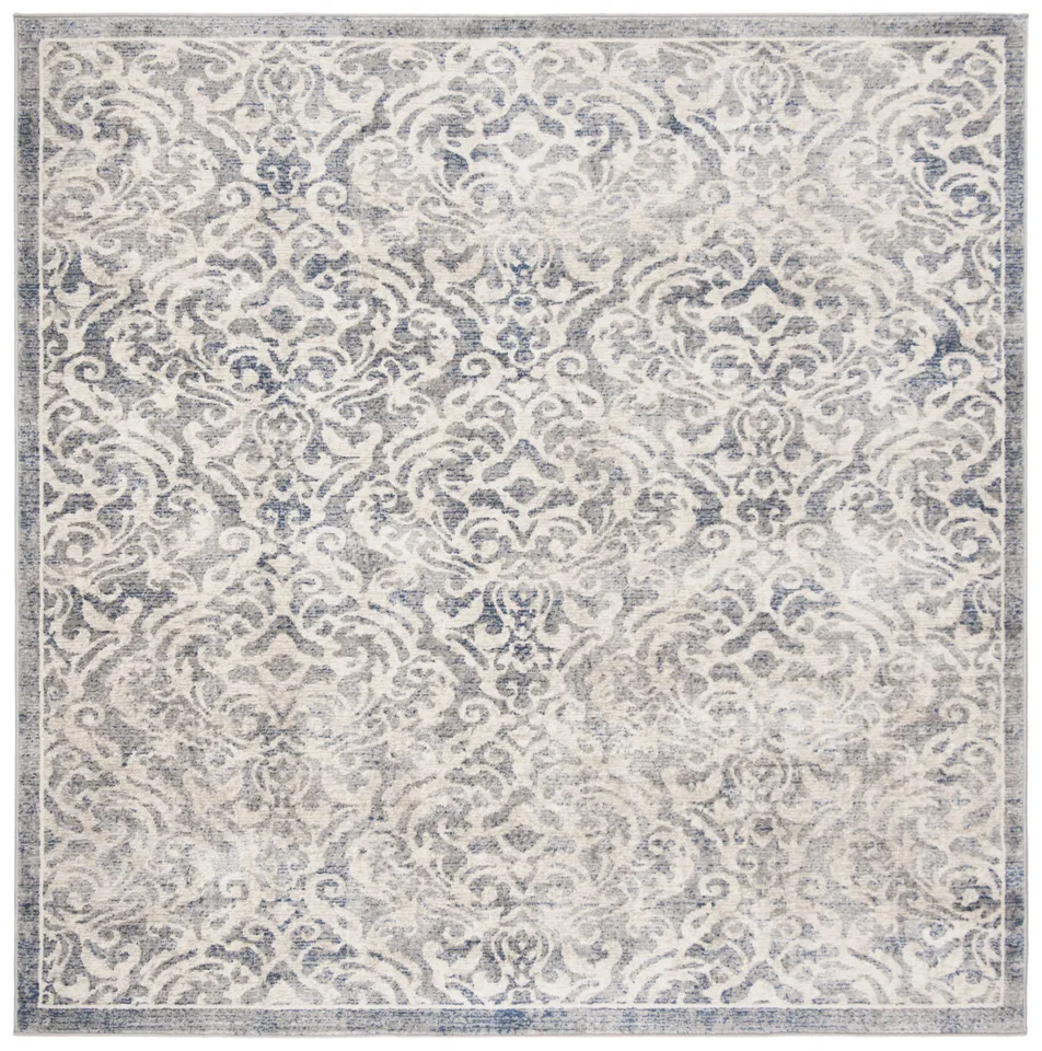 Arlo Home Woven Area Rug, BNT810G, Light Grey/Blue,  6' 7" X 6' 7" Square