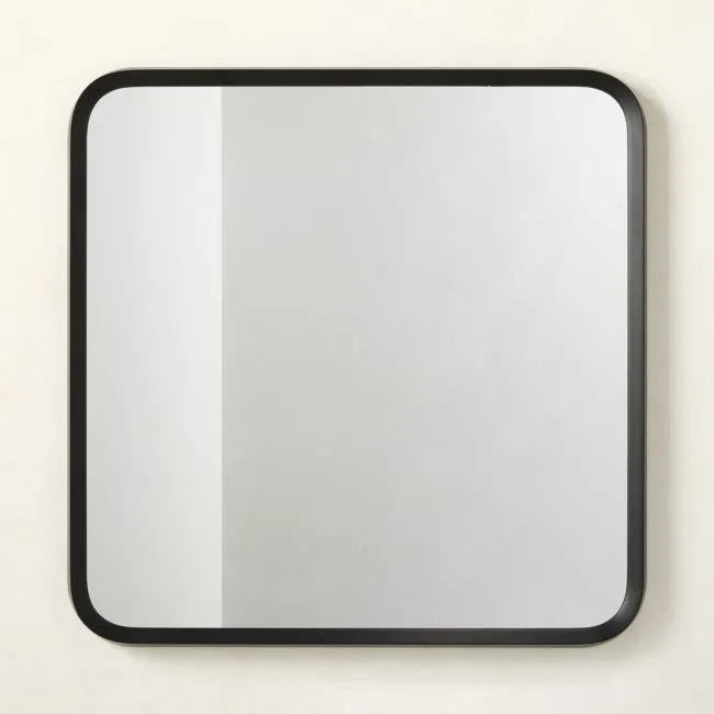 Isari Black Rough Cast Aluminum Square Wall Mirror 36"x36"
