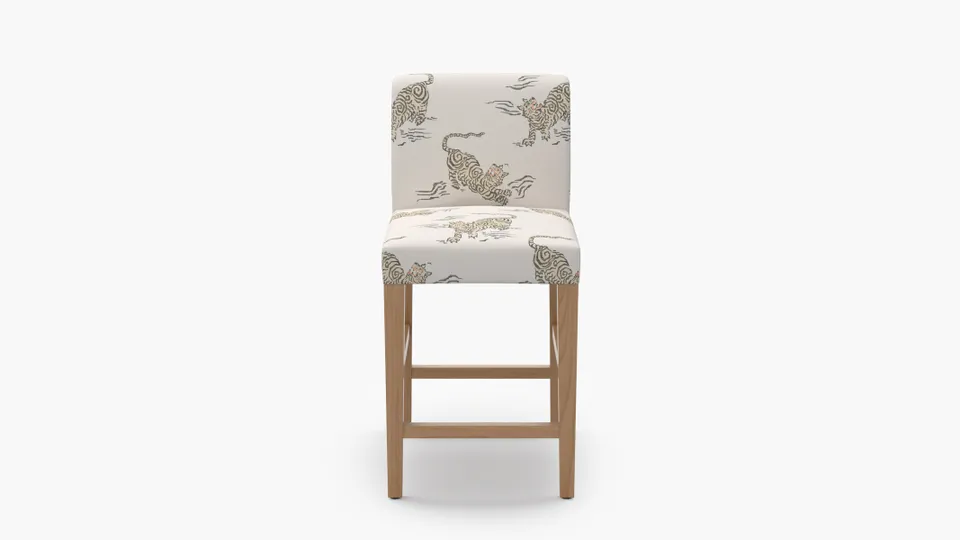 Signature Dining Counter Stool, Canvas Tigresse, Natural Square Tapered Leg